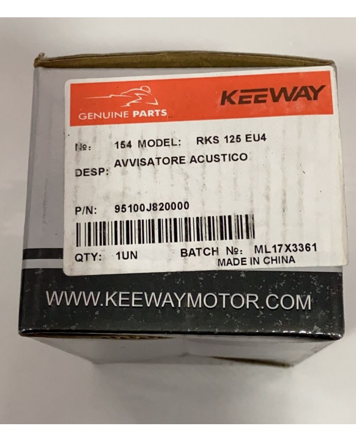 Clacson avvisatore acustico originale Keeway RKS 125 RKS Sport GT 2013-2020
