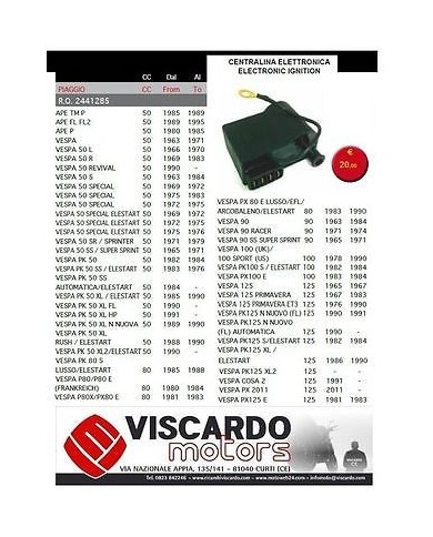 Bobina centralina elettronica Piaggio Vespa 50 - 125 - PK 125 PX 150 Primavera