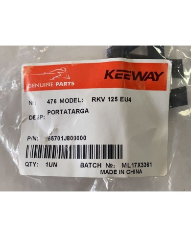 Porta targa nero originale Keeway RKV 125 2012-2021