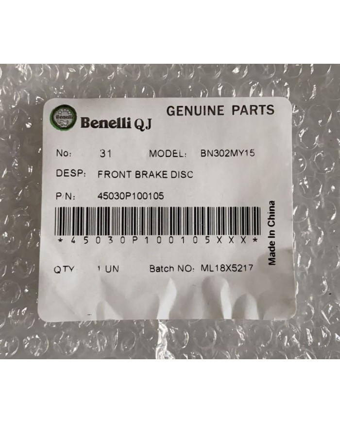 Disco freno anteriore originale Benelli 302S BN 302 2015-2019