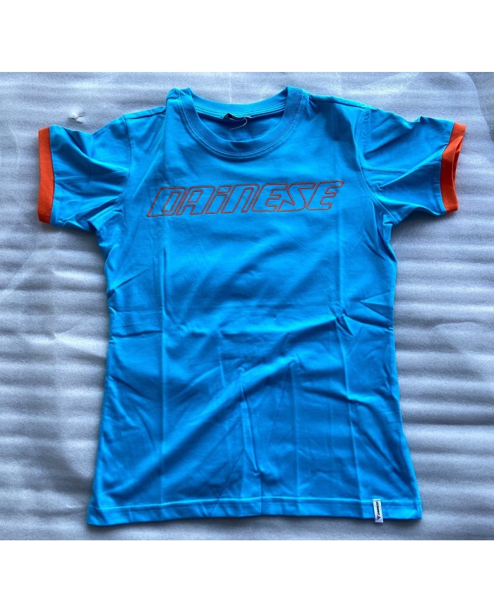 Maglia T-shirt donna originale Dainese Azzurro-Pesca TG L codice 2896215L5906