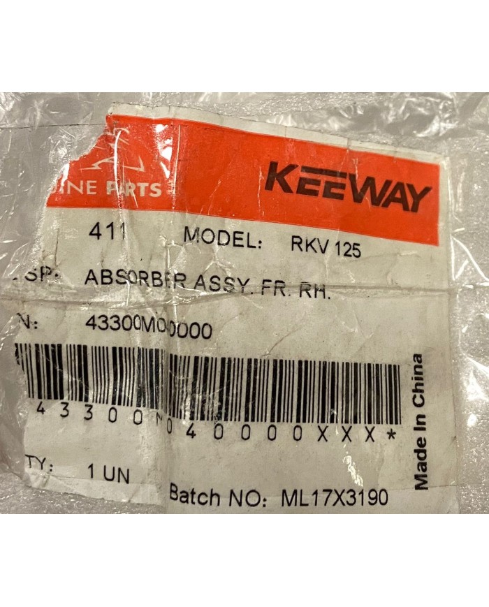 Stelo forcella destro originale Keeway RKV 125 codice 43300M040000