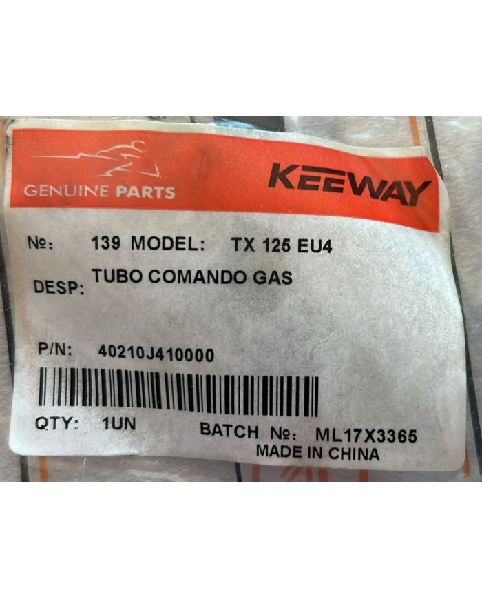 Manopola gas nero originale Keeway TX 125 dal 2016