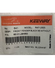 Parafango anteriore nero opaco originale Keeway RKF 125