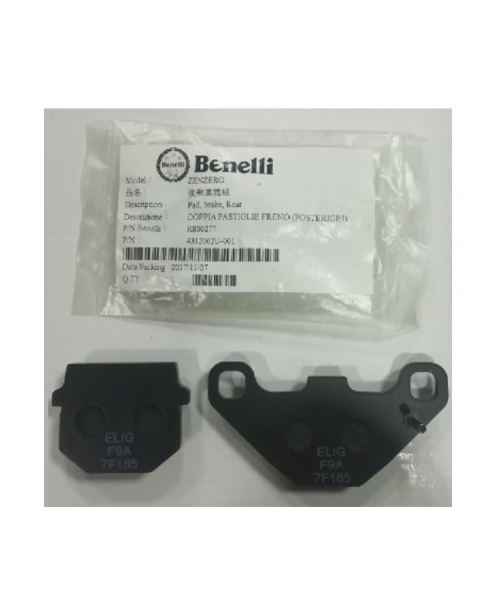 Pastiglie freno posteriore originale Benelli Zenzero codice R800277