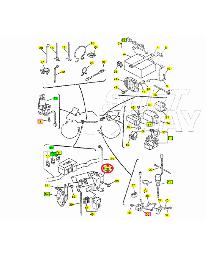 Staffa supporto clacson originale Yamaha YZF-R1 1000 2002-2003